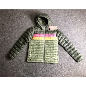 New Cotopaxi Womens Jacket Small Green Woods Fatigue 800 Fuego Down Hooded